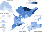 Support for Conservative Party candidates by riding