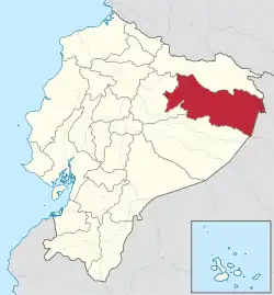 Location of Orellana Province in Ecuador.