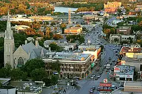 Aerial shot of Osborne St and River Ave