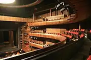 The main stage hall seen from the balcony. Walls, floors and balcony fronts are made of oak. Photo: Hans A. Rosbach