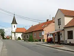 Centre of Otmarov with the Chapel of Saint Othmar and municipal office