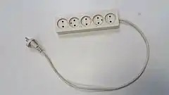 Power bar with CEE 7/1 sockets and CEE 7/2 plug