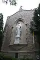 Statue of Our Lady of North Carolina at the front of the school.