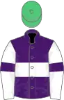 Purple, White hoop, White sleeves, Purple armlets, Emerald Green cap