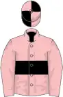 Pink, black hoop, pink sleeves, quartered cap