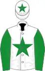 White, green star and sleeves, star on cap