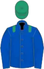 Royal blue, emerald green epaulets, emerald green cap