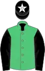 Emerald green, black sleeves, black cap, white star