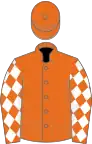 Orange, white diamonds on sleeves