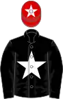 BLACK, white star, red cap, white star