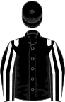 Black, white epaulets, striped sleeves