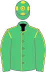 EMERALD GREEN, yellow seams, emerald green cap, yellow spots