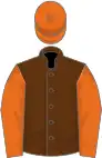 Brown, orange sleeves and cap