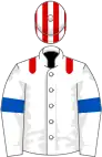 White, red epaulets, royal blue armlets, red and white striped cap