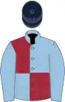 Light Blue and Maroon (quartered), Light Blue sleeves, Dark Blue cap