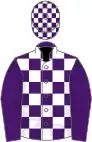 Purple and white check, purple sleeves