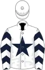 White, dark blue star, chevrons on sleeves