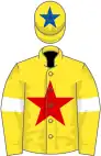 Yellow, red star, yellow sleeves, white armlets, yellow cap, royal blue star