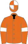 Orange, white armlets, quartered cap