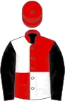 Red and White (quartered), Black sleeves, Red cap