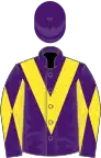 Purple, yellow chevron, diabolo on sleeves, purple cap