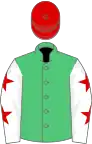 Emerald green, white sleeves, red stars, red cap