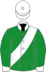 Green, white sash, collar, cuffs and cap