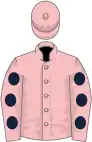 Pink, dark blue spots on sleeves, pink cap