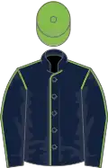 Dark blue, light green seams, light green cap