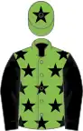 Light green, black stars, black sleeves, black star on cap