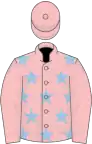 PINK, light blue stars, pink sleeves and cap