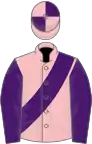 Pink, purple sash and sleeves, quartered cap