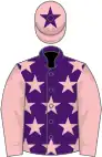 Purple, pink stars, pink sleeves, pink cap, purple star