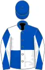 Royal blue and white (quartered), diabolo on sleeves