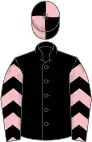 Black, pink chevrons on sleeves, quartered cap