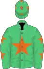 Emerald green,orange star,emGreen sleeves,orange stars,green cap,orange stars