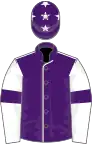 Purple, white seams, white sleeves, purple armlets, purple cap, white stars