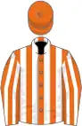 Orange and white stripes, orange cap