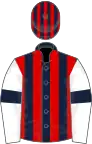 Dark Blue and Red stripes, White sleeves, Dark Blue armlets