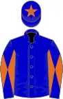 Blue, orange diabolo on sleeves, star on cap