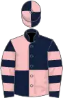 Dark blue and pink (quartered), hooped sleeves