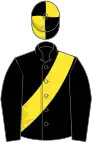 BLACK, yellow sash, quartered cap