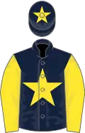 Dark blue, yellow star and sleeves, yellow star on cap