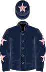 Dark blue, pink stars on sleeves, dark blue cap, pink star