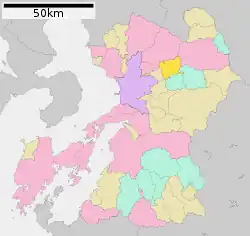 Location of Ōzu in Kumamoto Prefecture