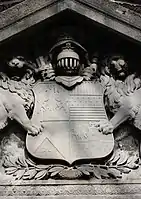 Composite Bibescu arms, with Văcărescu arms in the 4th quarter; family crypt, Père Lachaise