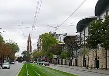 The boulevard seen from Porte de Versailles, with the Church of Saint Anthony of Padua in the background.