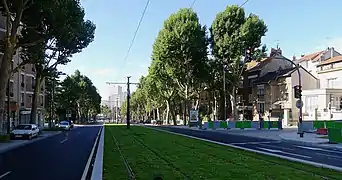 The boulevard heading to Porte de Bagnolet after roadworks for the tramway Line 3a ended in August 2012.