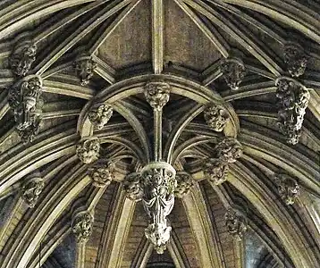 Vault of the choir, with a hanging keystone