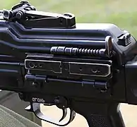 Side mounting rail on a PKP Pecheneg machine gun.